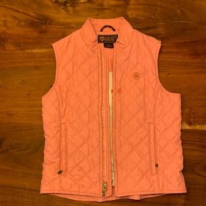 Ariat girl pink vest with horses inside
